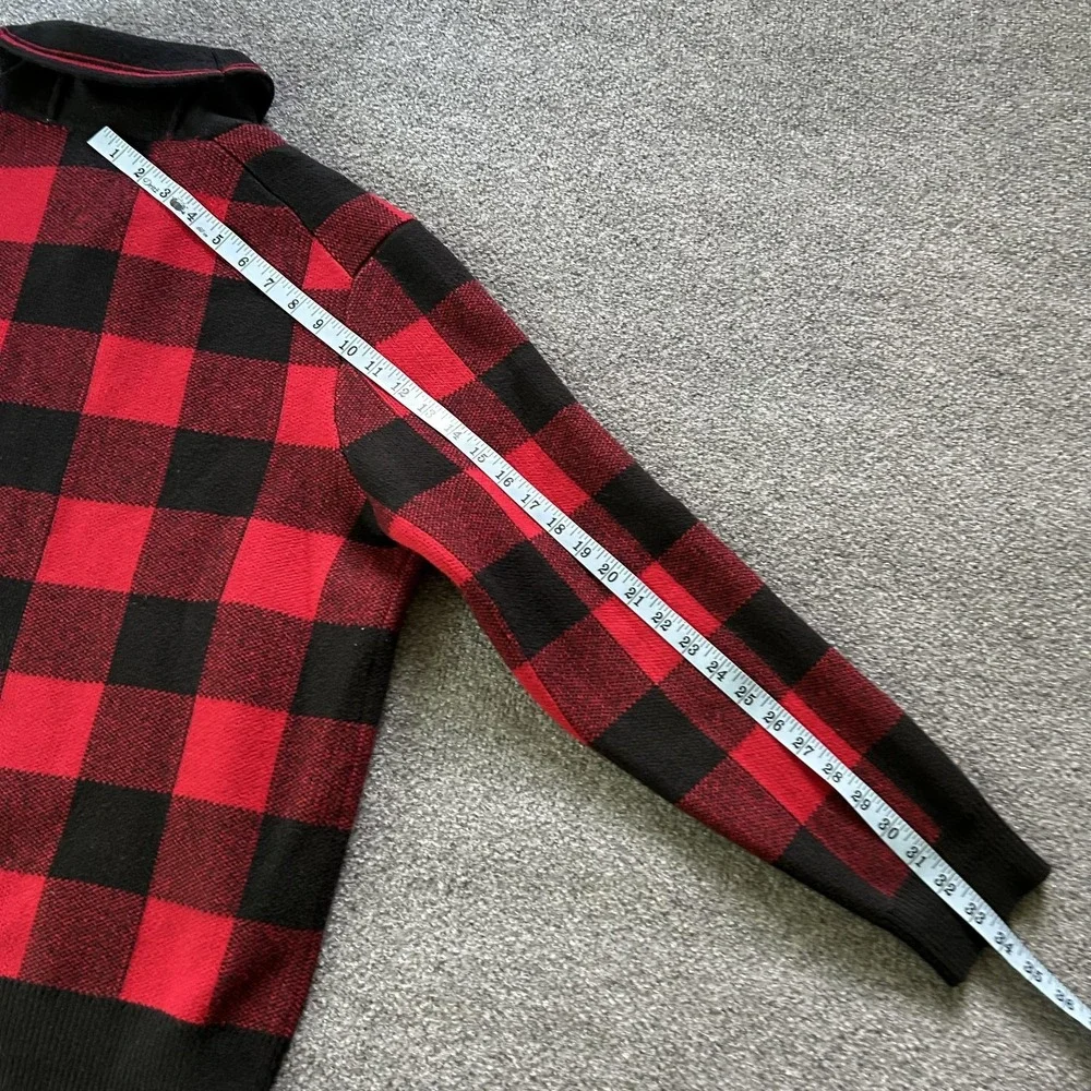Banana Republic Sweater Mens Large Buffalo‎ Plaid Shawl Collar Pullover Wool